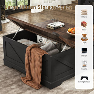 40" Square Lift Top Coffee Table with Power Outlets & Hidden Storage