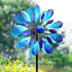 Large Metal Wind Spinner with Stake — Outdoor Yard & Garden Windmill