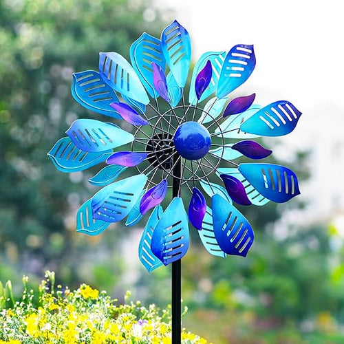 Large Metal Wind Spinner with Stake — Outdoor Yard & Garden Windmill