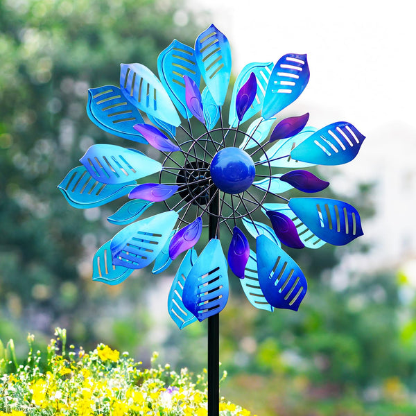 Large Metal Wind Spinner with Stake — Outdoor Yard & Garden Windmill