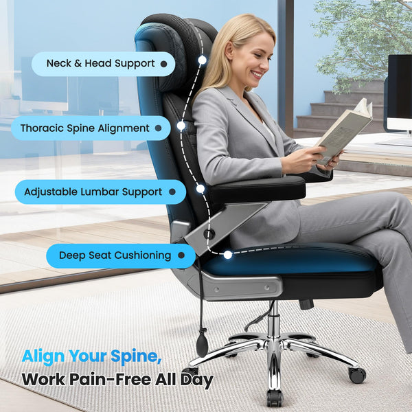Big & Tall Ergonomic Office Chair – 500 LBS, 5D Arms, Lumbar Support
