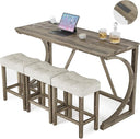 3-Piece Counter Height Bar Table Set with USB & Stools