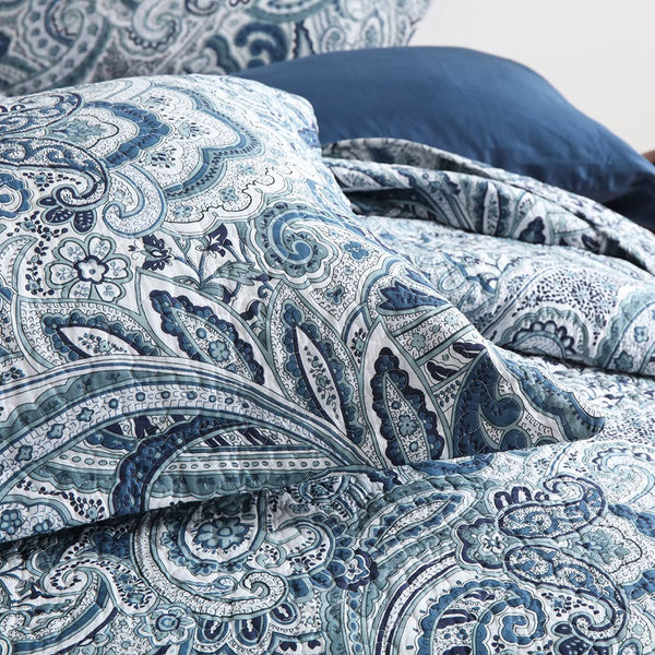 Paisley Cotton Quilt Set – 3-Piece Reversible Bedspread