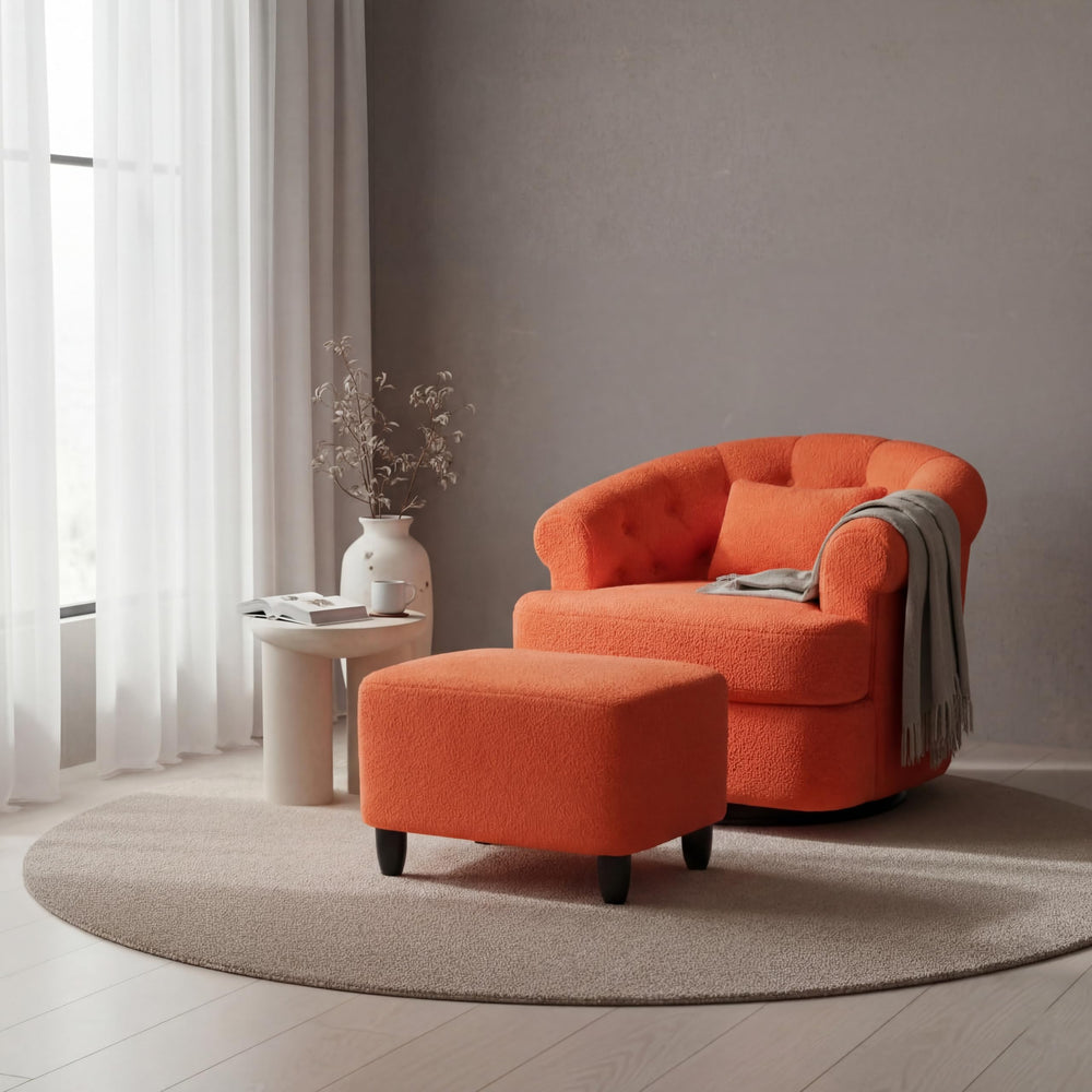 Barrel Swivel Accent Chair with Ottoman