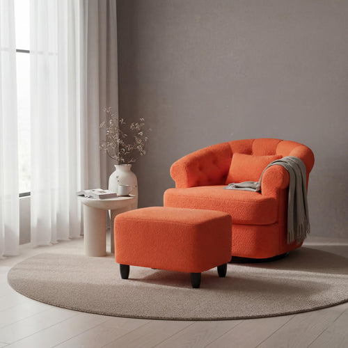 Barrel Swivel Accent Chair with Ottoman