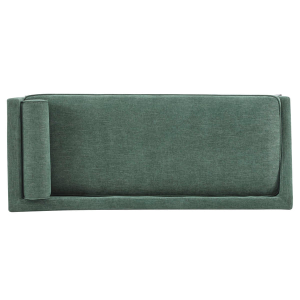 Mid-Century Chaise Lounge Sofa with Rolled Accent Pillow