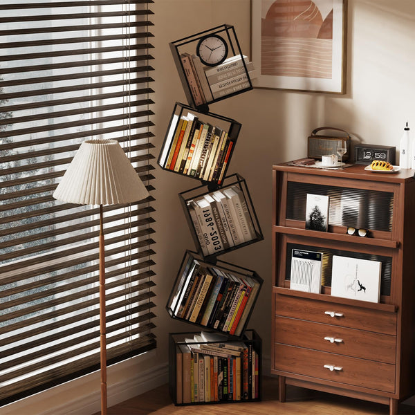 5-Tier Geometric Metal Bookshelf