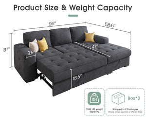 L-Shaped Sleeper Sofa with Storage Chaise