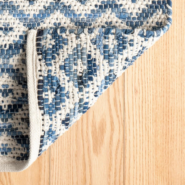 Ivory Geometric Flat Woven Cotton Area Rug