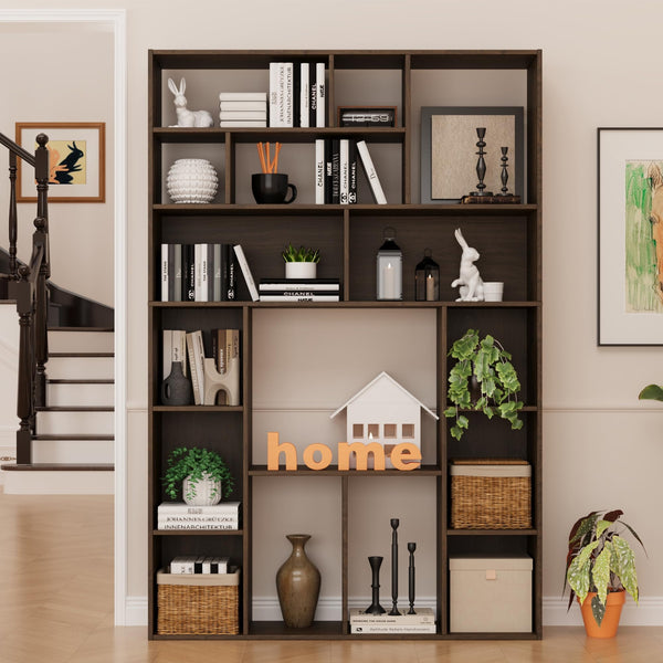 71" H Large Bookshelf Bookcase with 16 Open Cube Shelves