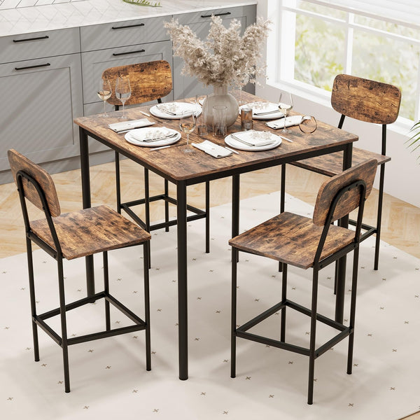 5-Piece Counter Height Dining Set with Bar Stools