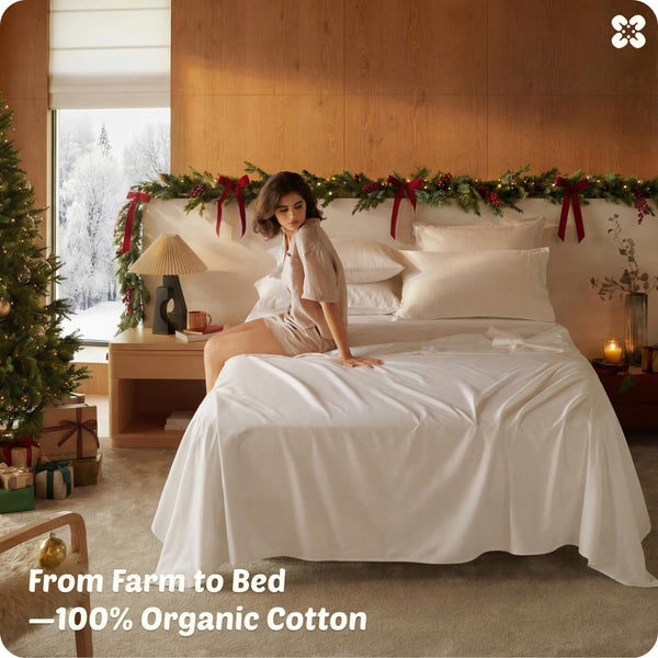 Organic Cotton Sheet Set – Sateen Weave, Deep Pocket, Queen & King