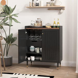 Bar Cabinet with Wine Rack & Adjustable Shelves