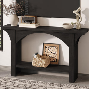 55-Inch Farmhouse Console Table with Storage Shelf