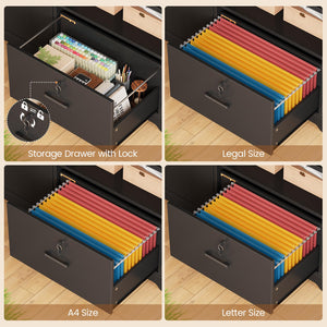 L-Shaped Electric Standing Desk with Storage