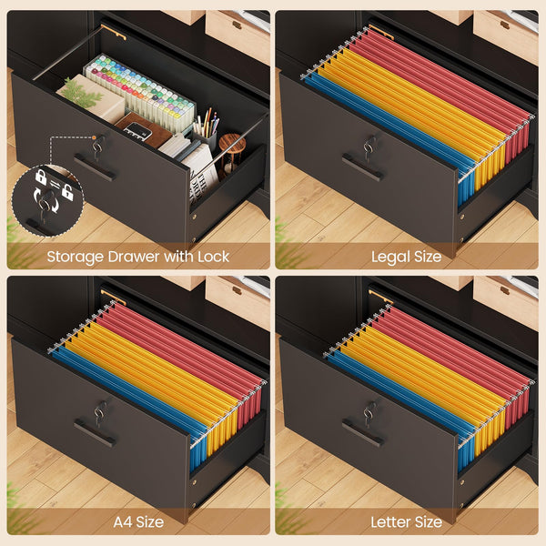 L-Shaped Electric Standing Desk with Storage