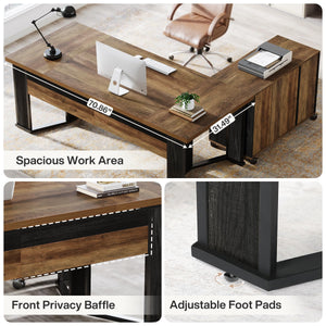 L-Shaped Executive Desk with Mobile File Cabinet and Storage Drawers
