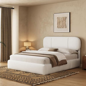 Upholstered Platform Bed Frame with Storage Drawers & LED Lights