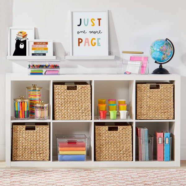 Woven Hyacinth Cube Storage Baskets with Handles – Set of 6