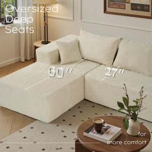 L-Shaped Modular Sectional Sofa with Chaise – Corduroy, No Assembly