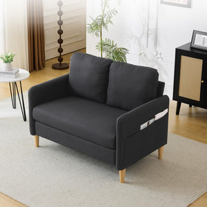 Linen Loveseat Sofa with Side Storage