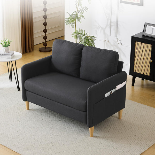 Linen Loveseat Sofa with Side Storage