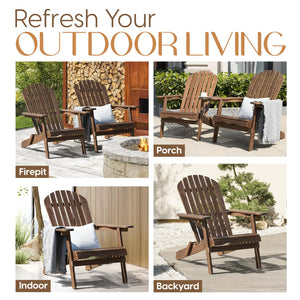 Folding Eucalyptus Adirondack Chair Set of 2