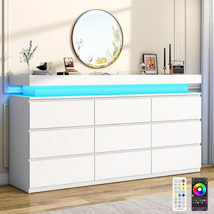 9 Drawer Dresser with LED Light