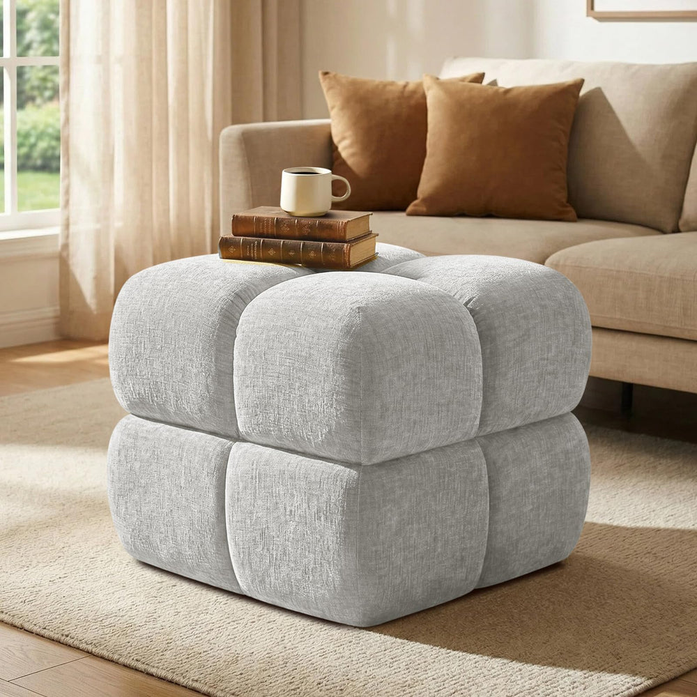 Oversized Square Storage Ottoman – Grey