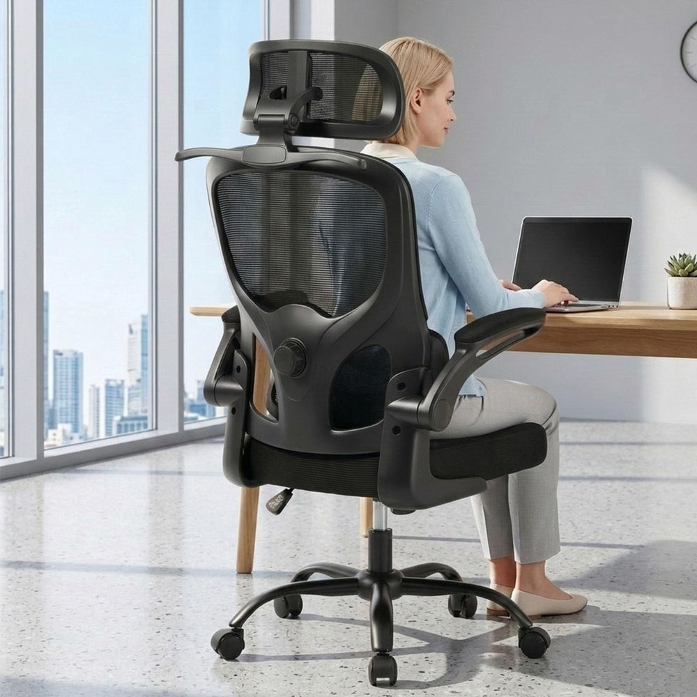 Ergonomic Mesh Office Chair with 3D Headrest & Lumbar Support