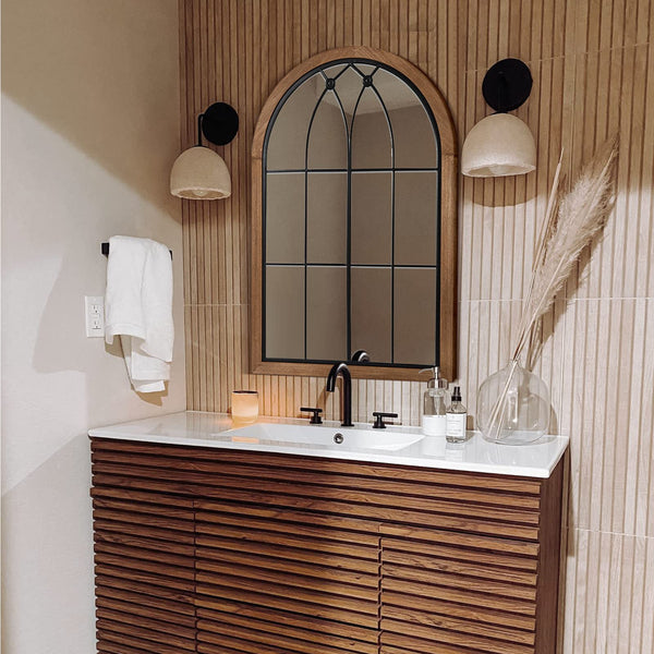 Arched Window Pane Wall Mirror 36x24