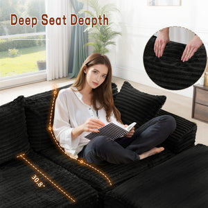 L-Shaped Modular Sectional Sofa with Chaise – Corduroy, Deep Seat, No Assembly