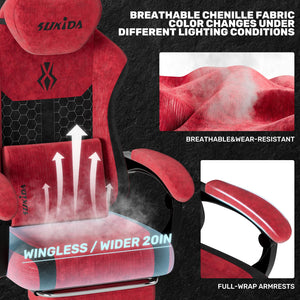 Ergonomic High-Back Gaming Chair with Massage Lumbar Support & Footrest