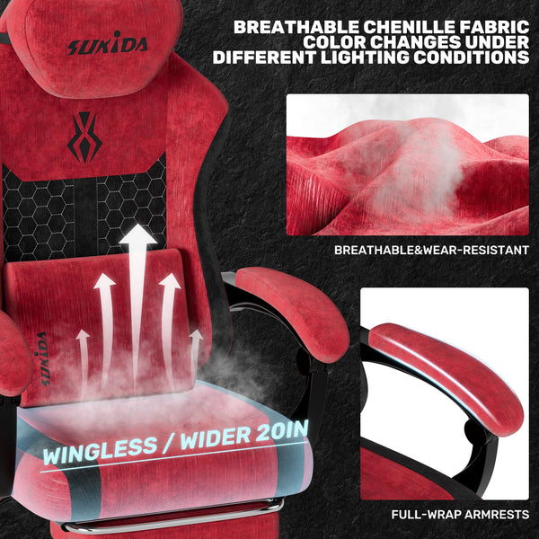Ergonomic High-Back Gaming Chair with Massage Lumbar Support & Footrest