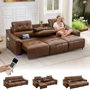 Electric Power Reclining Sectional Sofa with USB Charging & Cup Holders