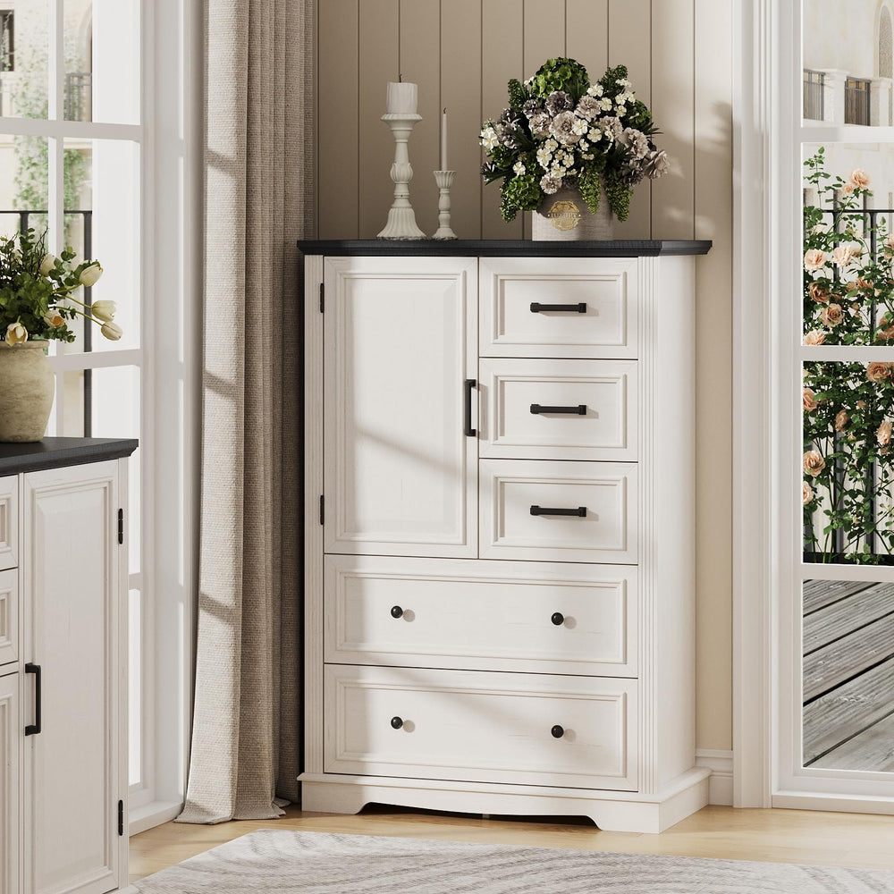 5-Drawer Farmhouse Dresser – Wood Chest of Drawers
