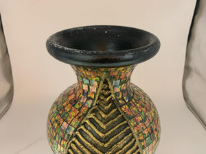 Mosaic Floor Vase – 18 Inch Tall Cylinder Terracotta & Glass