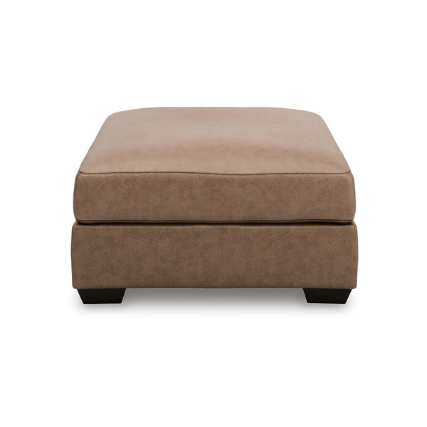 Oversized Faux Leather Accent Ottoman – Light Brown