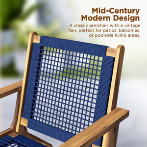 Acacia Wood Outdoor Armchair with Handwoven Seat – Natural