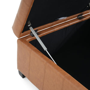 Square PU Storage Ottoman with Flip Top Lid