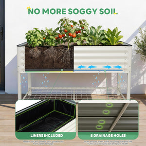 Elevated Raised Garden Bed with Wheels & Storage Shelf