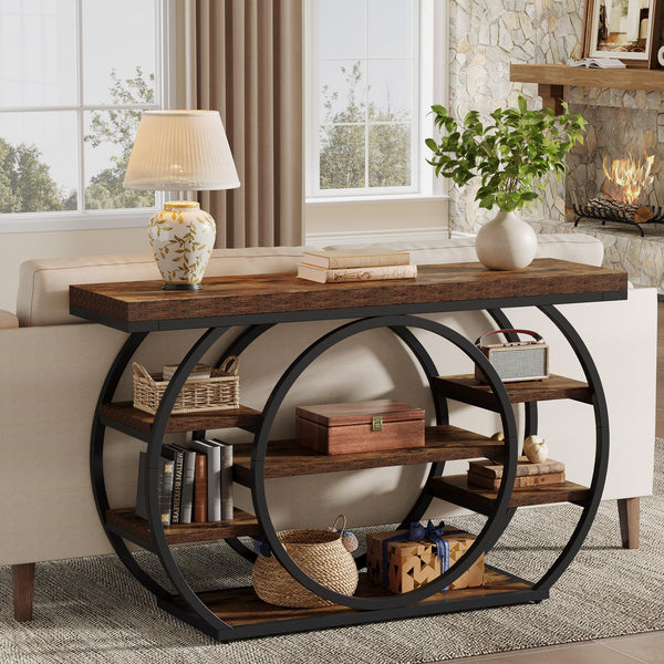 47" 5-Tier Console Table with Metal Frame
