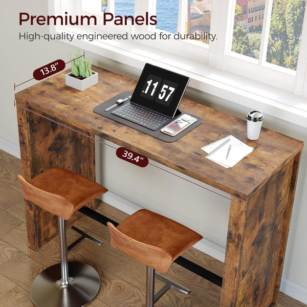 Industrial Counter Height Bar Table with Footrest