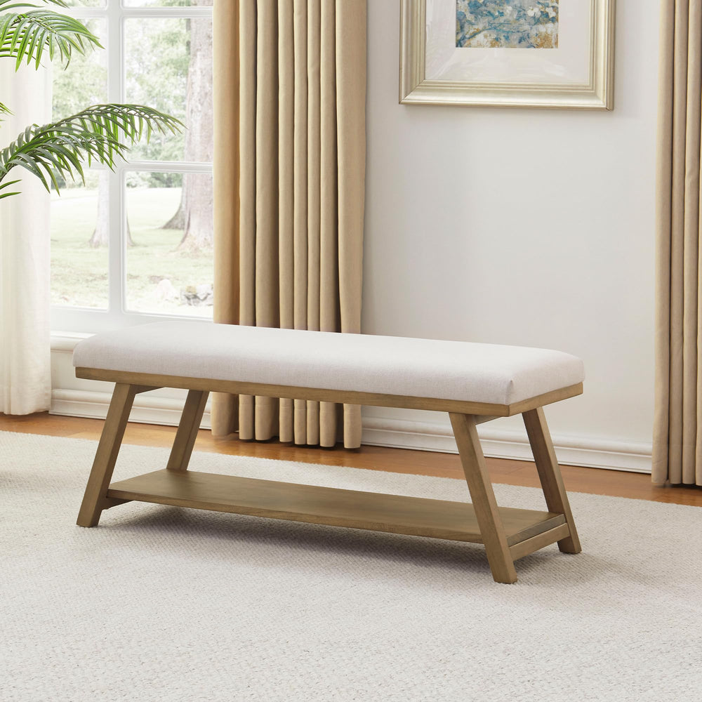 45" Upholstered Entryway Storage Bench with Shoe Rack