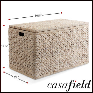 Wicker Storage Chest with Lid & Safety Hinge
