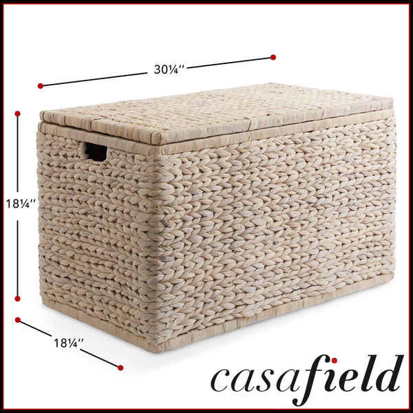 Wicker Storage Chest with Lid & Safety Hinge