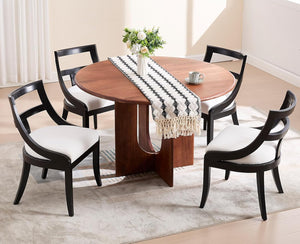 Farmhouse Dining Chairs with Curved Open Back & Padded Seat