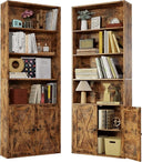 6-Shelf Bookcase with Doors Set of 2 – 70" Tall Industrial Floor Standing Bookshelf