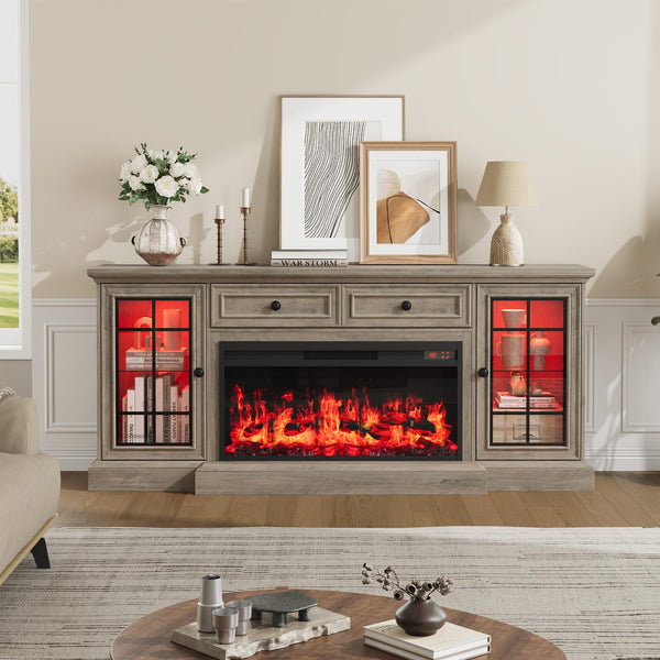 Fireplace TV Stand with Electric Fireplace, 70" Entertainment Center