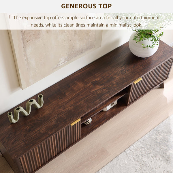 70" Mid-Century Modern Fluted TV Stand with Storage